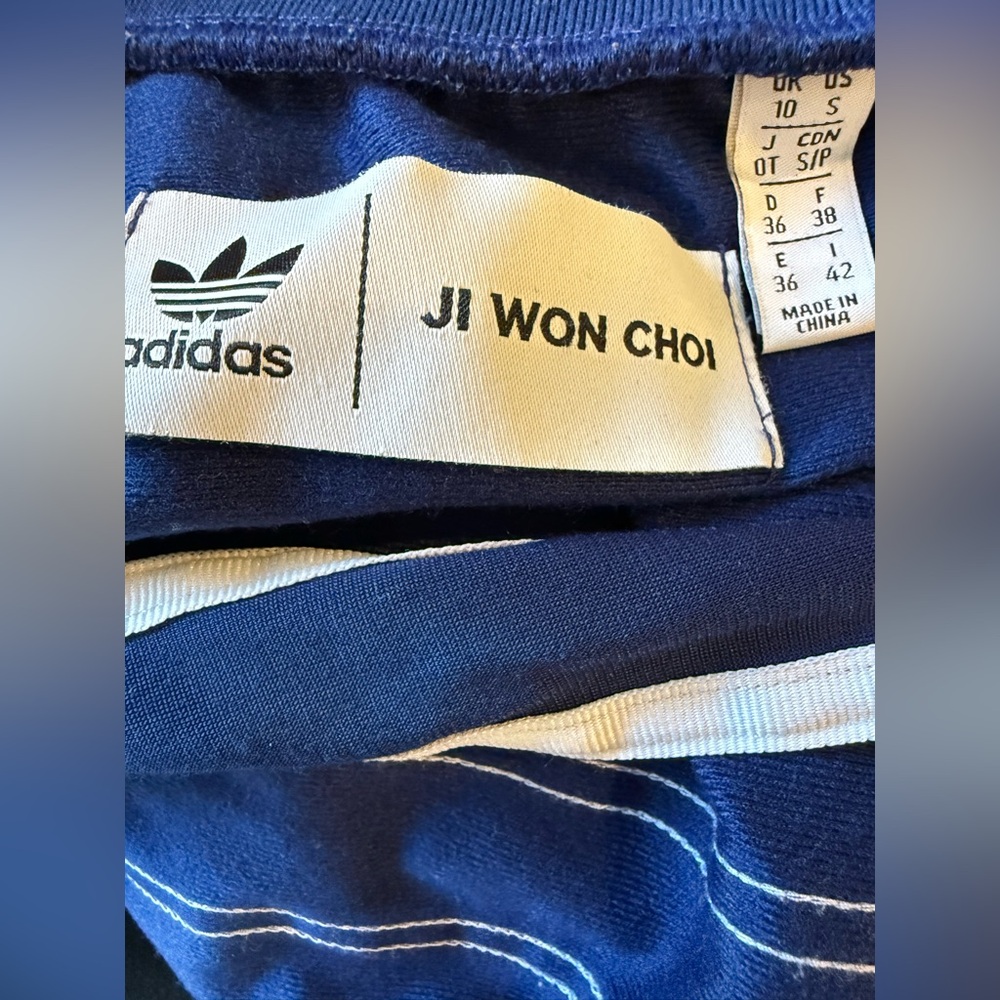 RARE Adidas x Ji Won Choi Blue and White Tie Front Top - Picture 9 of 11